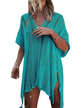 〽️Women Green Crochet Cover up Summer Swimsuit Bikini Swimwear Beach
